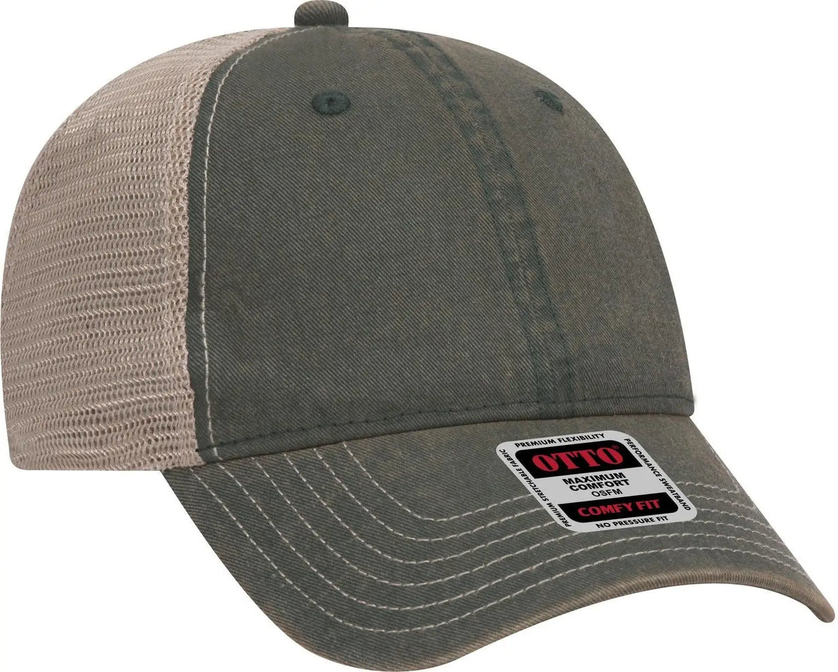 Otto 121-1297 6 Panel Low Profile Mesh Back Trucker Dad Cap - Dk.grn/dk.grn/kha - 1/2’’ - 7 5/8’’