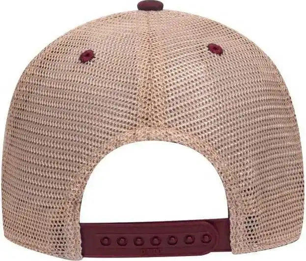 Otto 121 1297 6 Panel Low Profile Soft Polyester Mesh Back Baseball Cap Maroon Khaki / one Size Fits Most