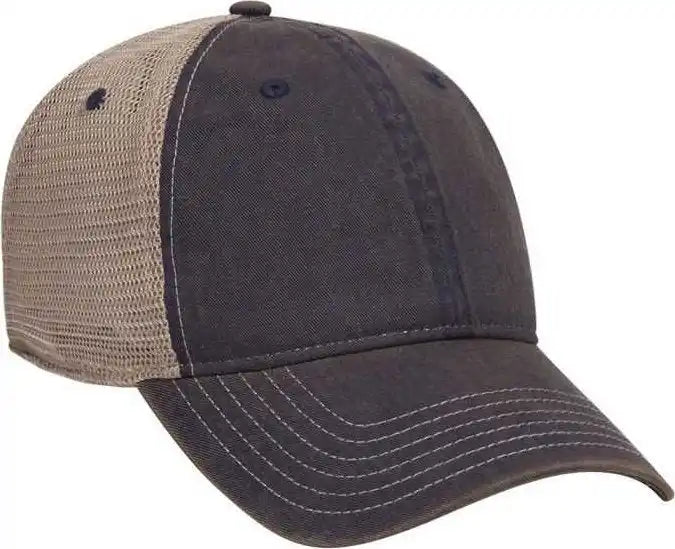 Otto 121-1297 6 Panel Low Profile Soft Polyester Mesh Back Baseball Cap - Navy Khaki - one Size Fits Most