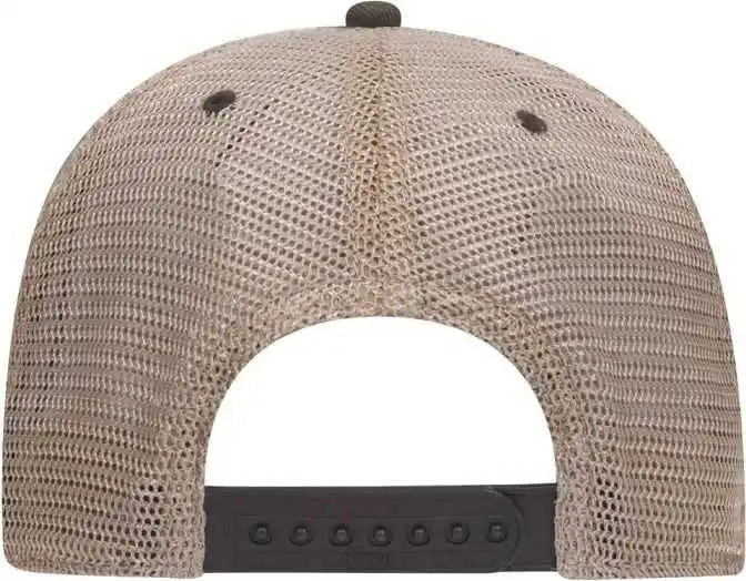 Otto 121-1297 6 Panel Low Profile Soft Polyester Mesh Back Baseball Cap - Black Khaki - one Size Fits Most