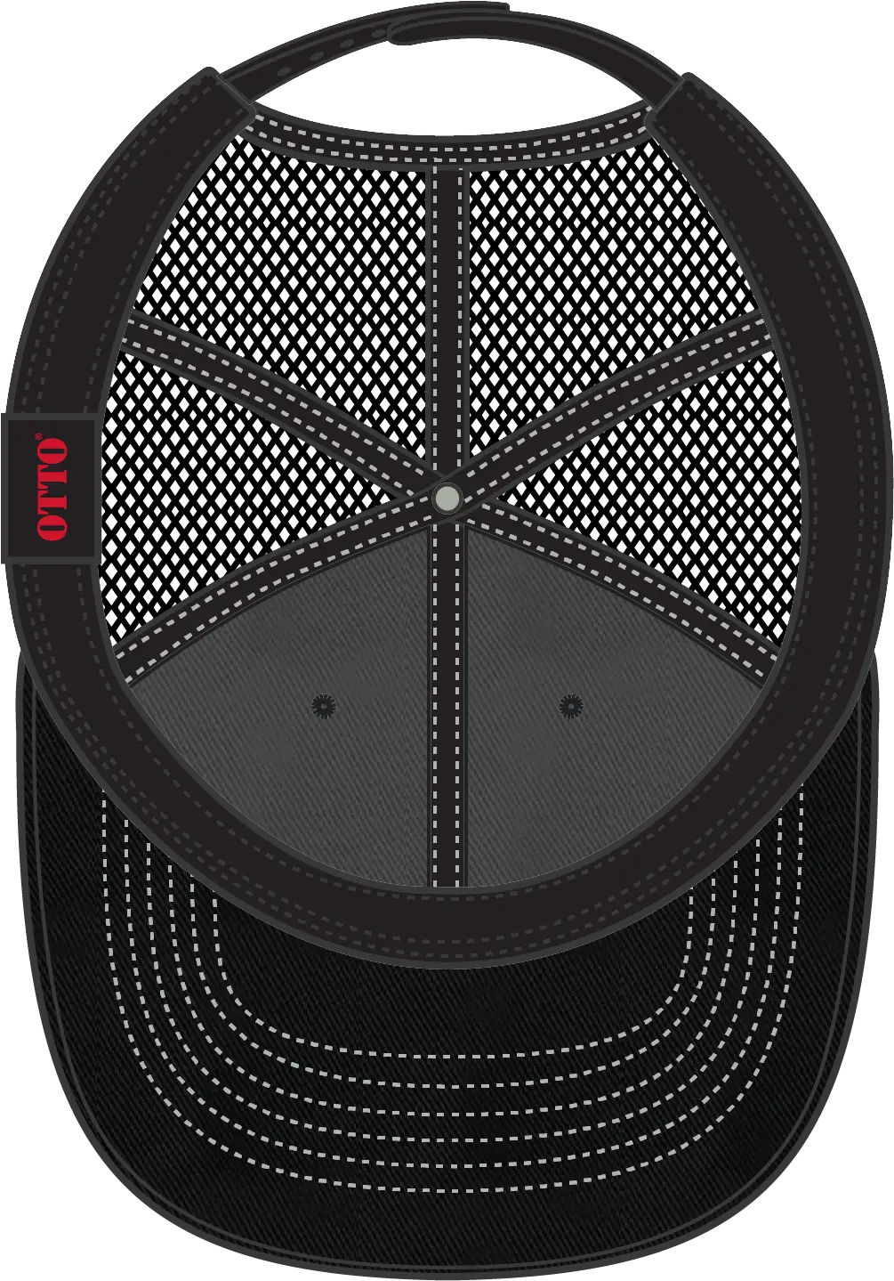 Otto 121-858 6 Panel Low Profile Mesh Back Trucker Dad Cap - Blk/ch.gry/blk - 1/2’’ - 7 5/8’’