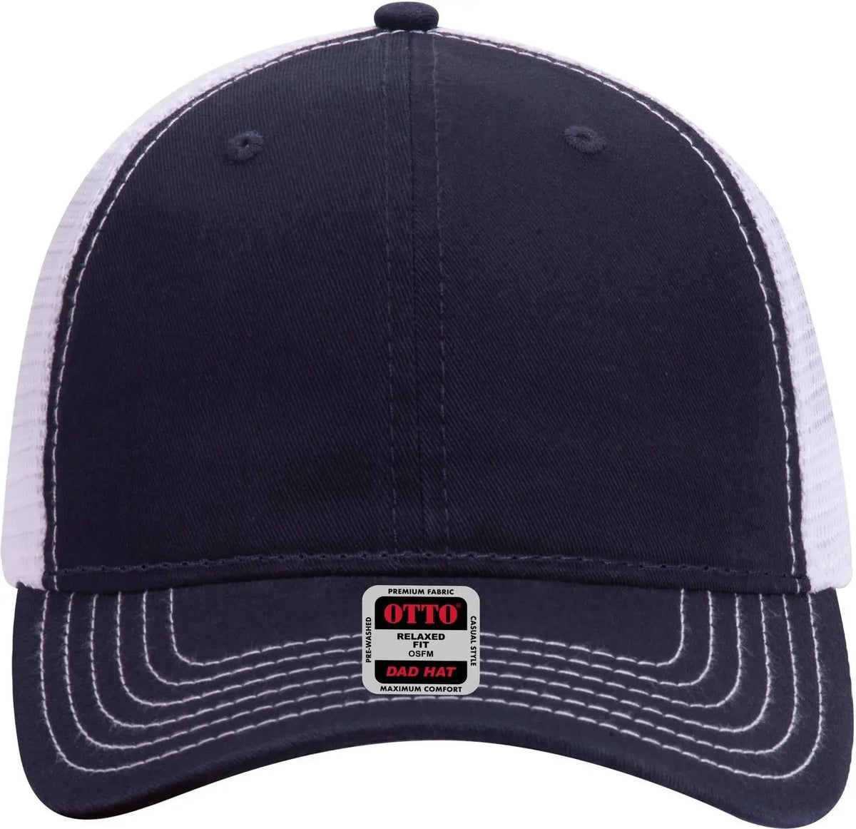Otto 121-858 6 Panel Low Profile Mesh Back Trucker Dad Cap - Nvy/nvy/wht - 1/2’’ - 7 5/8’’