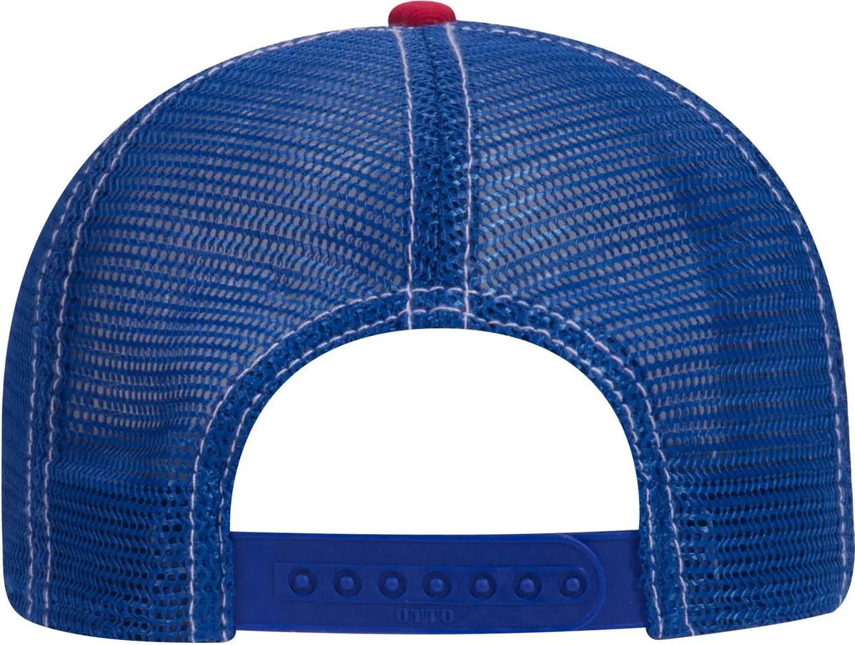 Otto 121-858 6 Panel Low Profile Mesh Back Trucker Dad Cap - Red/wht/ryl - 1/2’’ - 7 5/8’’