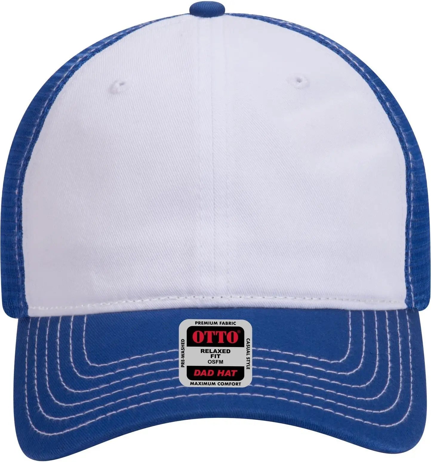 Otto 121-858 6 Panel Low Profile Mesh Back Trucker Dad Cap - Ryl/wht/ryl - 1/2’’ - 7 5/8’’