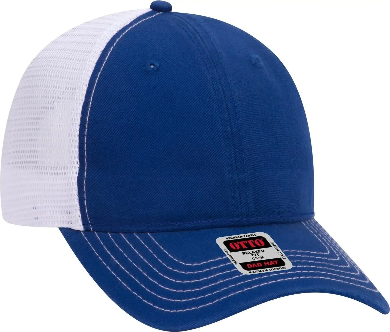 Otto 121-858 6 Panel Low Profile Mesh Back Trucker Dad Cap - Ryl/ryl/wht - 1/2’’ - 7 5/8’’