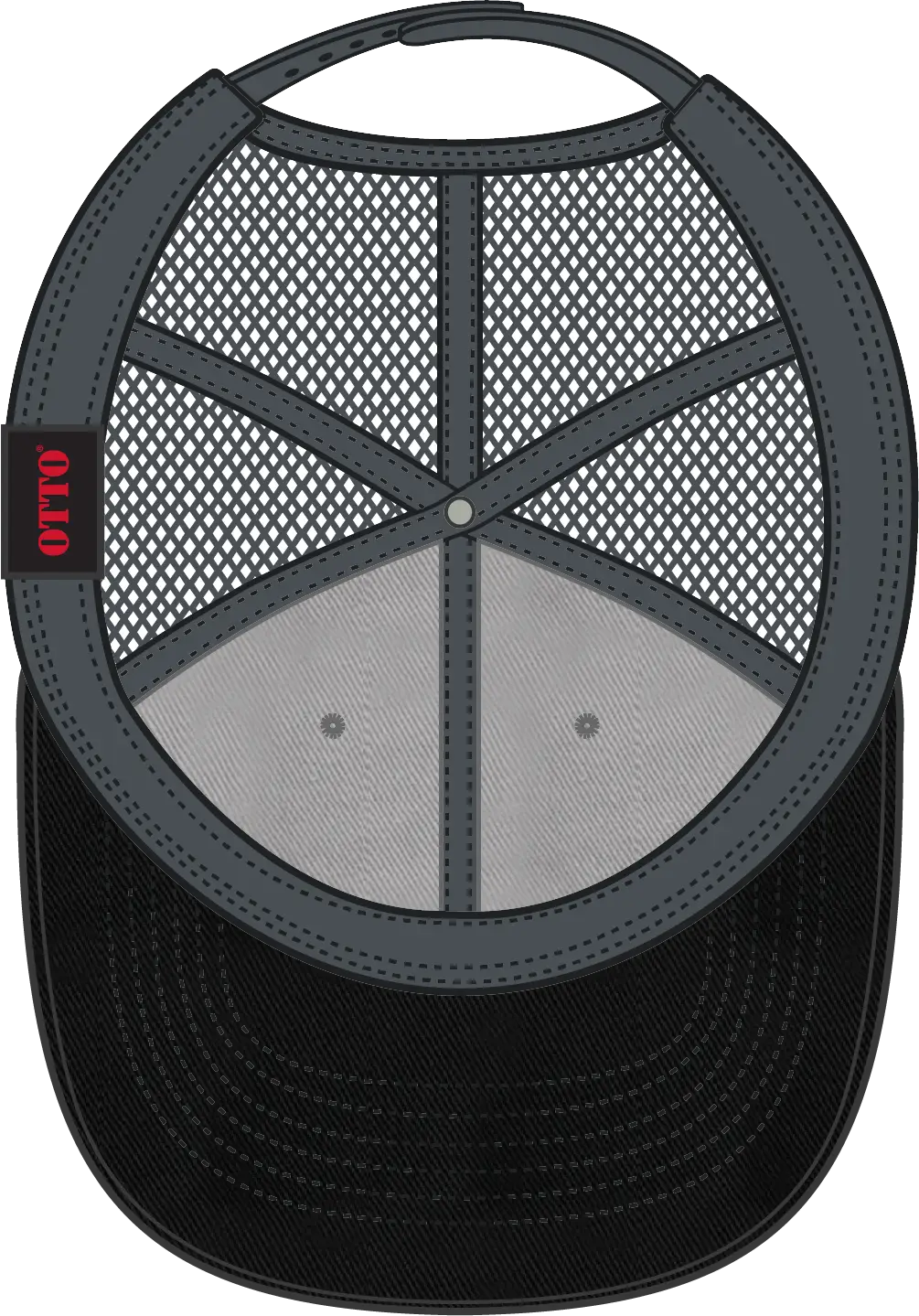 Otto 121-858 6 Panel Low Profile Mesh Back Trucker Dad Cap - Blk/gry/ch.gry - 1/2’’ - 7 5/8’’