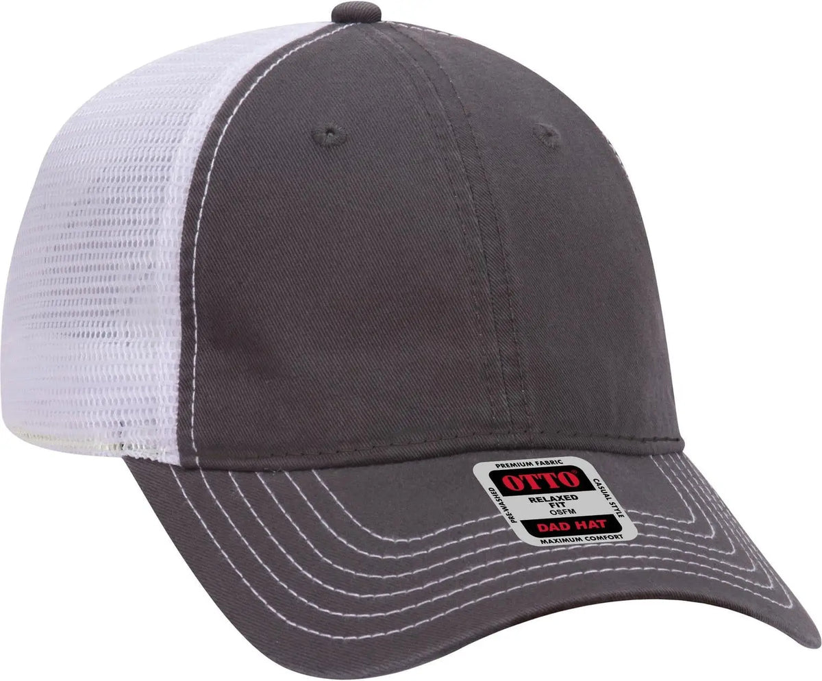 Otto 121-858 6 Panel Low Profile Mesh Back Trucker Dad Cap - Ch.gry/ch.gry/wht - 1/2’’ - 7 5/8’’