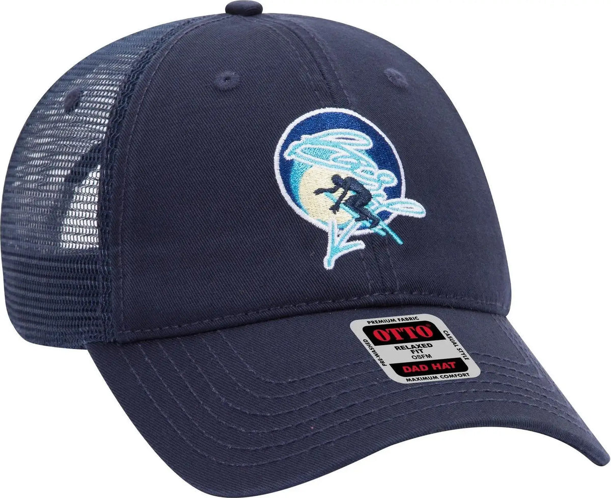 Otto 121-858 6 Panel Low Profile Mesh Back Trucker Dad Cap - Blk/blk/ch.gry - 1/2’’ - 7 5/8’’