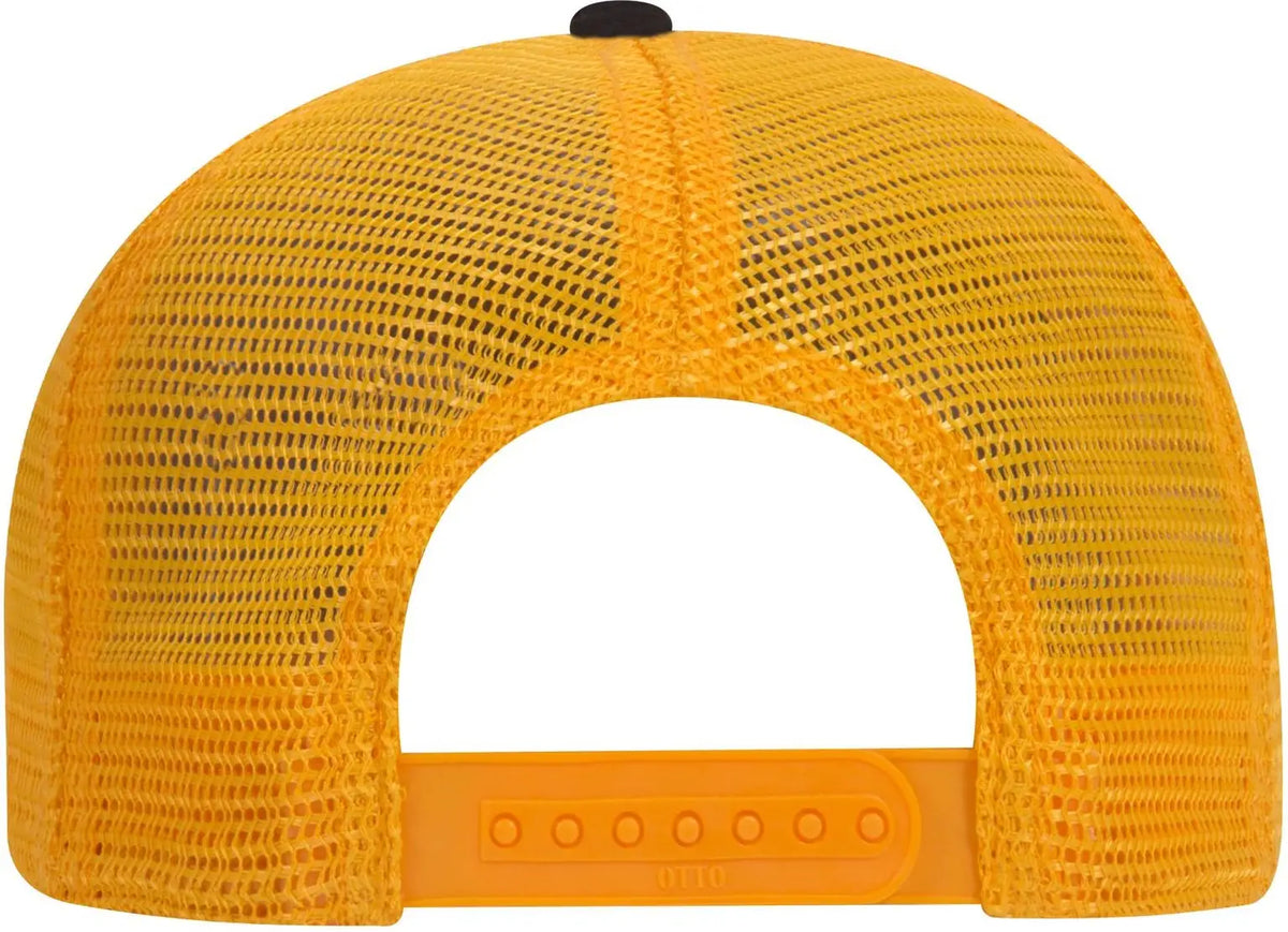 Otto 121-858 6 Panel Low Profile Mesh Back Trucker Dad Cap - Blk/blk/gld - 1/2’’ - 7 5/8’’