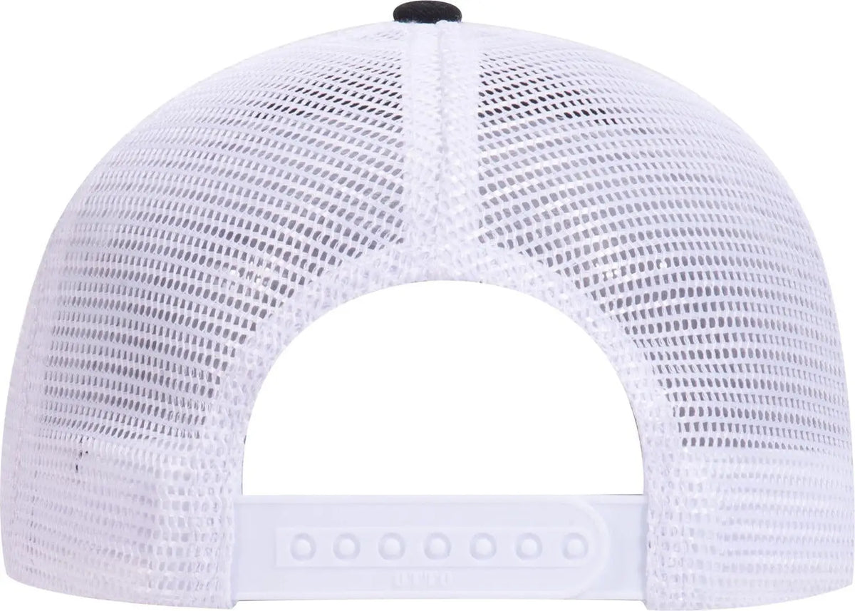 Otto 121-858 6 Panel Low Profile Mesh Back Trucker Dad Cap - Blk/blk/wht - 1/2’’ - 7 5/8’’