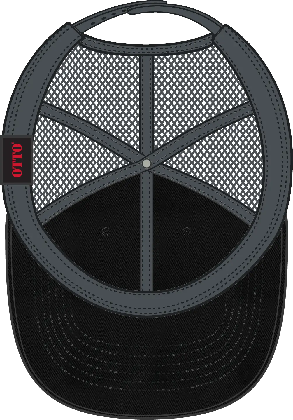 Otto 121-858 6 Panel Low Profile Mesh Back Trucker Dad Cap - Blk/blk/ch.gry - 1/2’’ - 7 5/8’’
