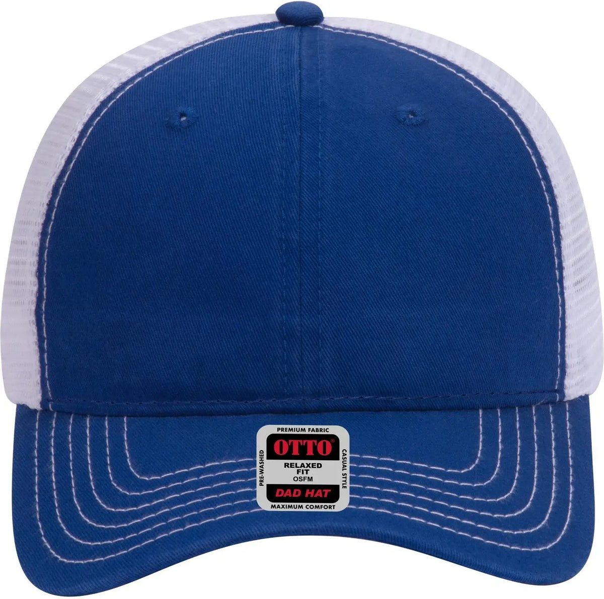 Otto 121-858 6 Panel Low Profile Mesh Back Trucker Dad Cap - Ryl/ryl/wht - 1/2’’ - 7 5/8’’
