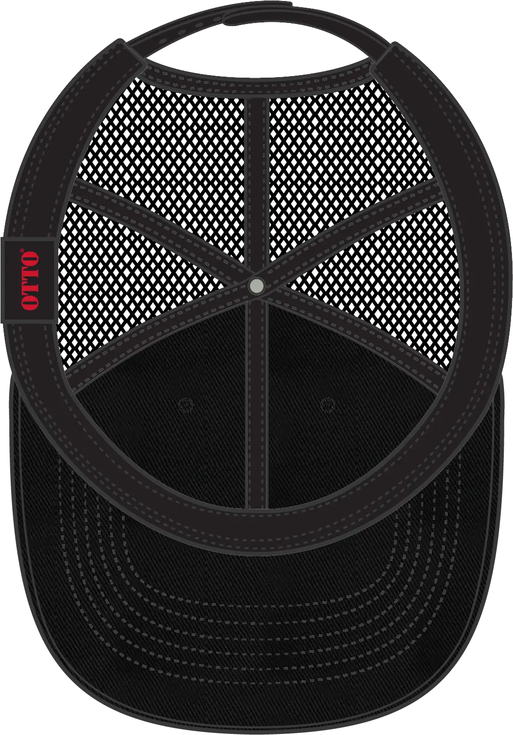 Otto 121-858 6 Panel Low Profile Mesh Back Trucker Dad Cap - Black - 1/2’’ - 7 5/8’’