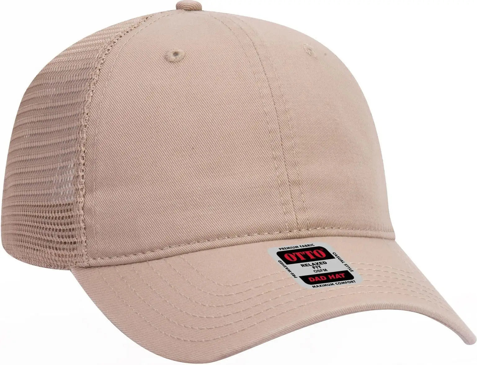 Otto 121-858 6 Panel Low Profile Mesh Back Trucker Dad Cap - Khaki - 1/2’’ - 7 5/8’’
