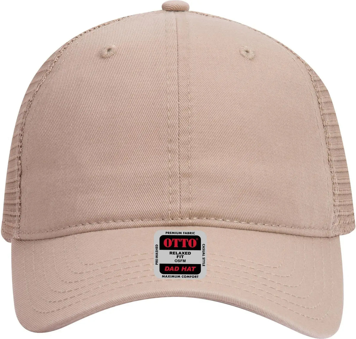 Otto 121-858 6 Panel Low Profile Mesh Back Trucker Dad Cap - Khaki - 1/2’’ - 7 5/8’’