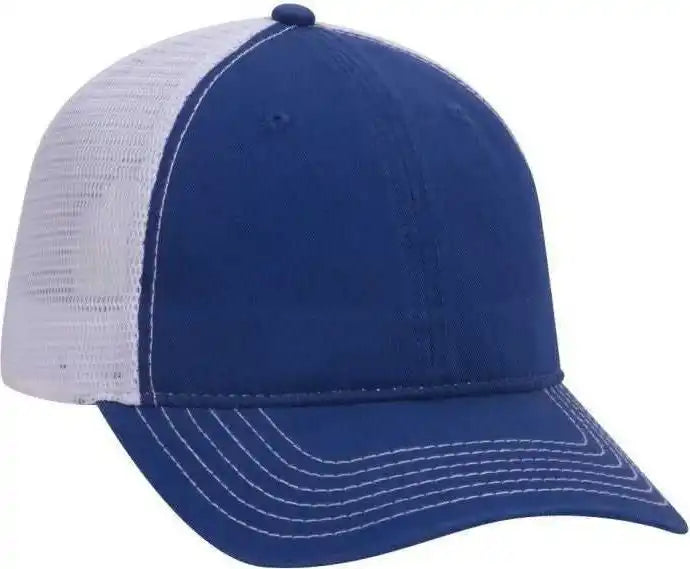 Otto 121-858 Superior Garment Washed Cotton Twill Low Profile Pro Style Mesh Back Cap - Royal White - one Size Fits Most