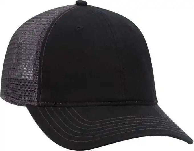 Otto 121-858 Superior Garment Washed Cotton Twill Low Profile Pro Style Mesh Back Cap - Black Charcoal - Dark Gray
