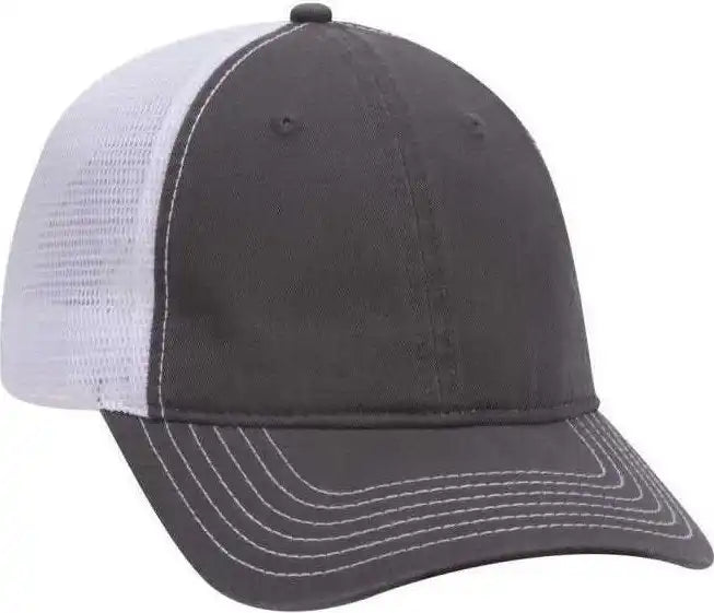 Otto 121-858 Superior Garment Washed Cotton Twill Low Profile Pro Style Mesh Back Cap - Charcoal White - Dark Gray