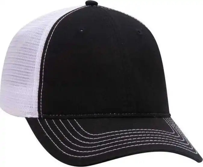 Otto 121-858 Superior Garment Washed Cotton Twill Low Profile Pro Style Mesh Back Cap - Black White - one Size Fits Most