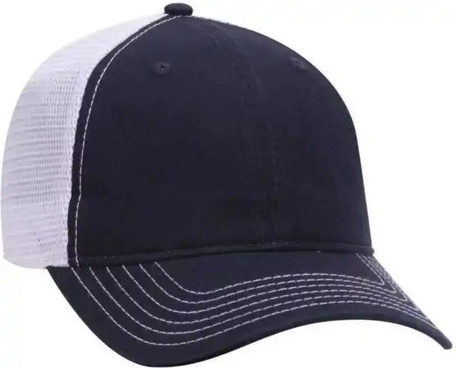 Otto 121-858 Superior Garment Washed Cotton Twill Low Profile Pro Style Mesh Back Cap - Navy White - one Size Fits Most