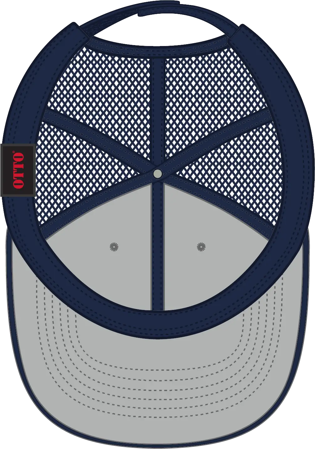 Otto 122-945 6 Panel Low Profile Mesh Back Trucker Cap - Gry/gry/nvy - 1/2’’ - 7 5/8’’