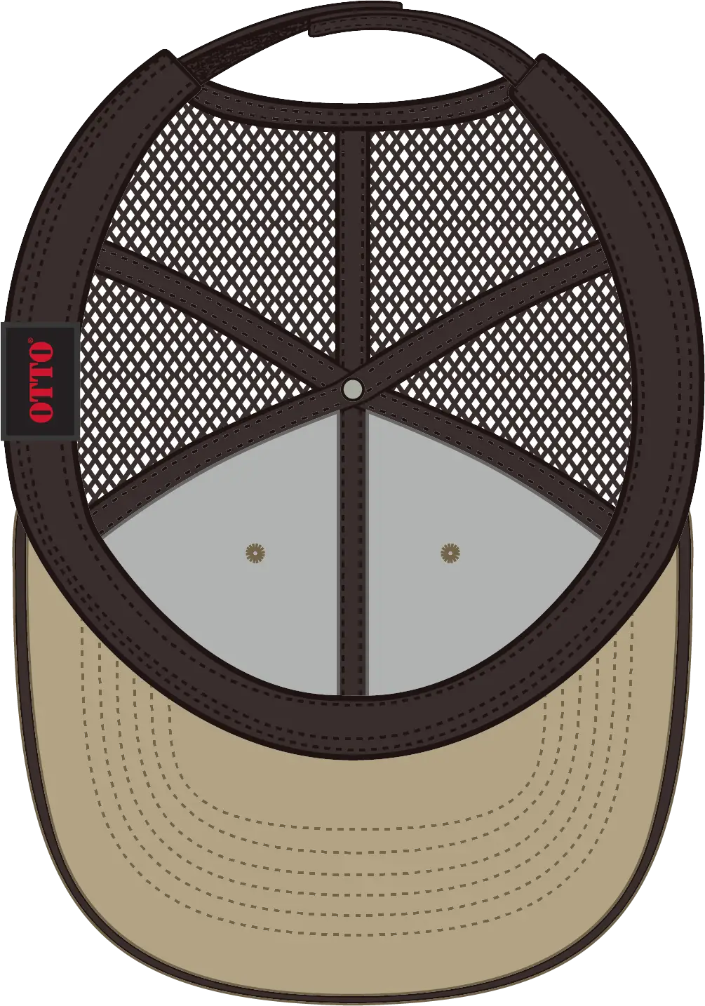 Otto 122-945 6 Panel Low Profile Mesh Back Trucker Cap - Kha/kha/dk.brn - 1/2’’ - 7 5/8’’
