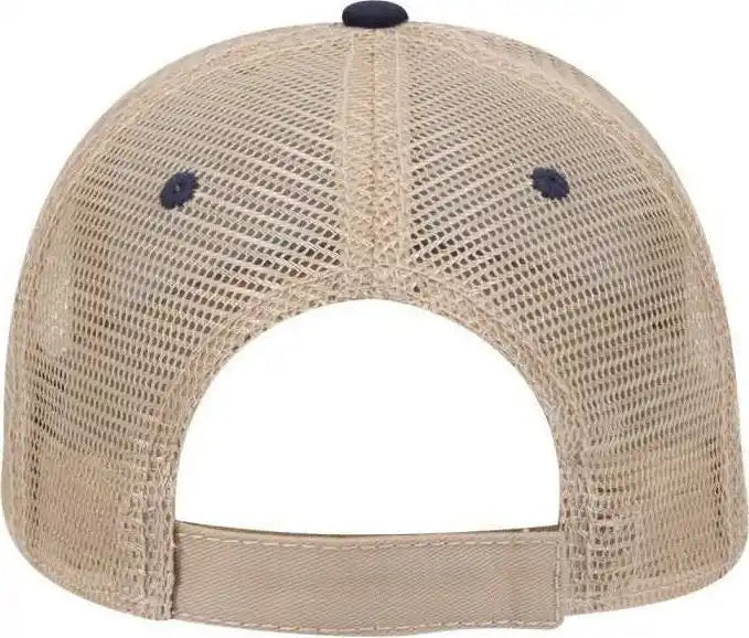Otto 122-945 Superior Cotton Twill Flipped Edge Visor Low Profile Pro Style Mesh Back Cap - Navy Khaki - one Size Fits