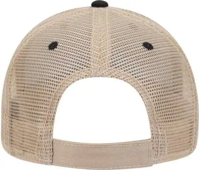 Otto 122-945 Superior Cotton Twill Flipped Edge Visor Low Profile Pro Style Mesh Back Cap - Black Khaki - one Size Fits