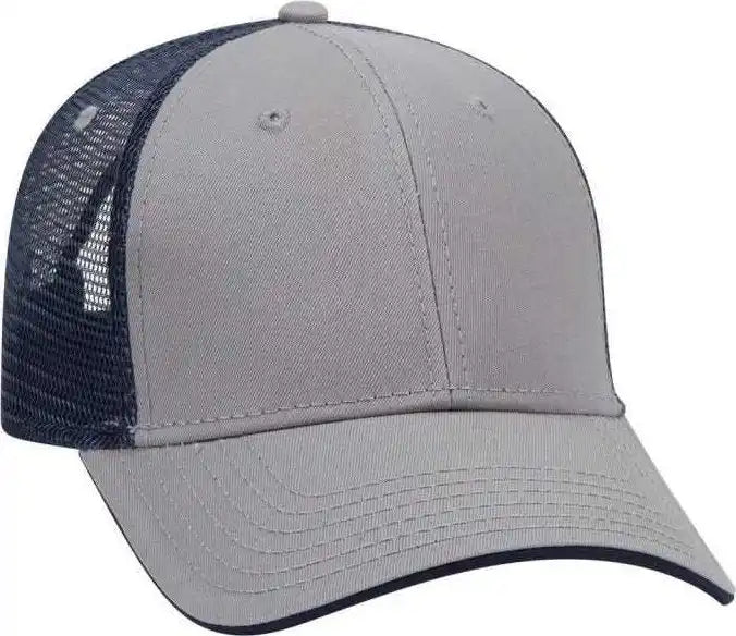 Otto 122-945 Superior Cotton Twill Flipped Edge Visor Low Profile Pro Style Mesh Back Cap - Gray Navy - one Size Fits