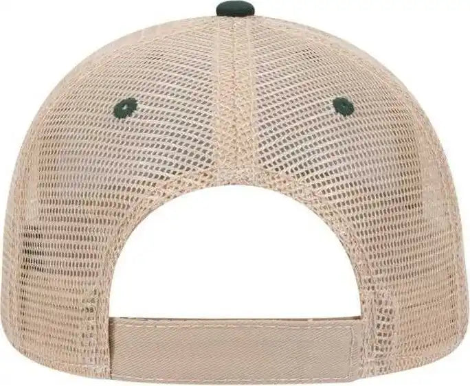 Otto 122-945 Superior Cotton Twill Flipped Edge Visor Low Profile Pro Style Mesh Back Cap - Dark Green Khaki - Forest