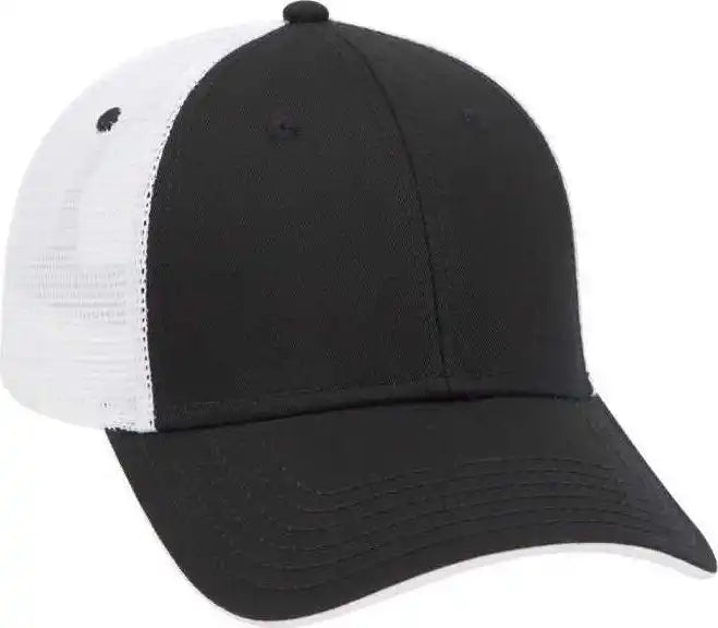 Otto 122-945 Superior Cotton Twill Flipped Edge Visor Low Profile Pro Style Mesh Back Cap - Black White - one Size Fits
