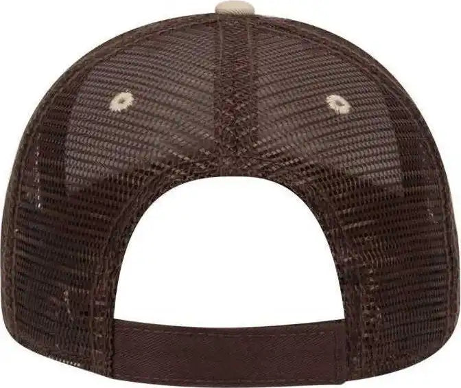 Otto 122-945 Superior Cotton Twill Flipped Edge Visor Low Profile Pro Style Mesh Back Cap - Khaki Dark Brown - one Size