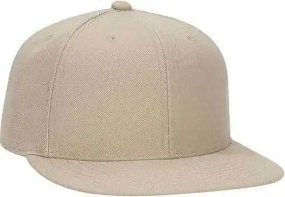 Otto 123-969 Fit Wool Blend Flat Visor Fitted Pro Style Cap - Khaki - 6.875