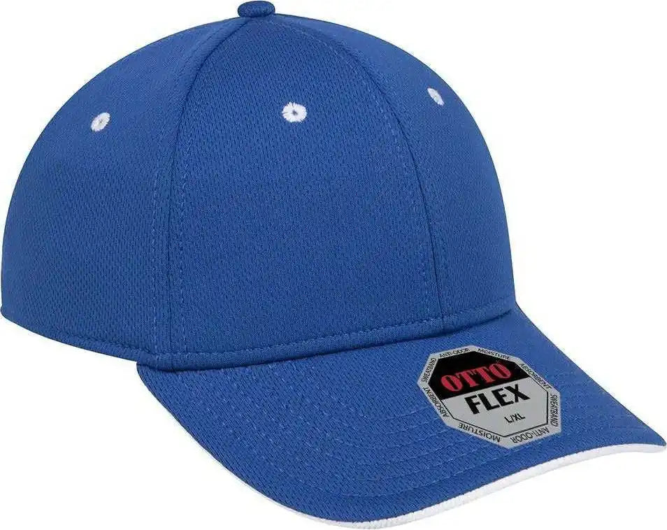 Otto 124-1159 Cool Comfort Stretchable Polyester Mesh Flipped Edge Visor Flex 6 Panel Low Profile Baseball Cap - Royal