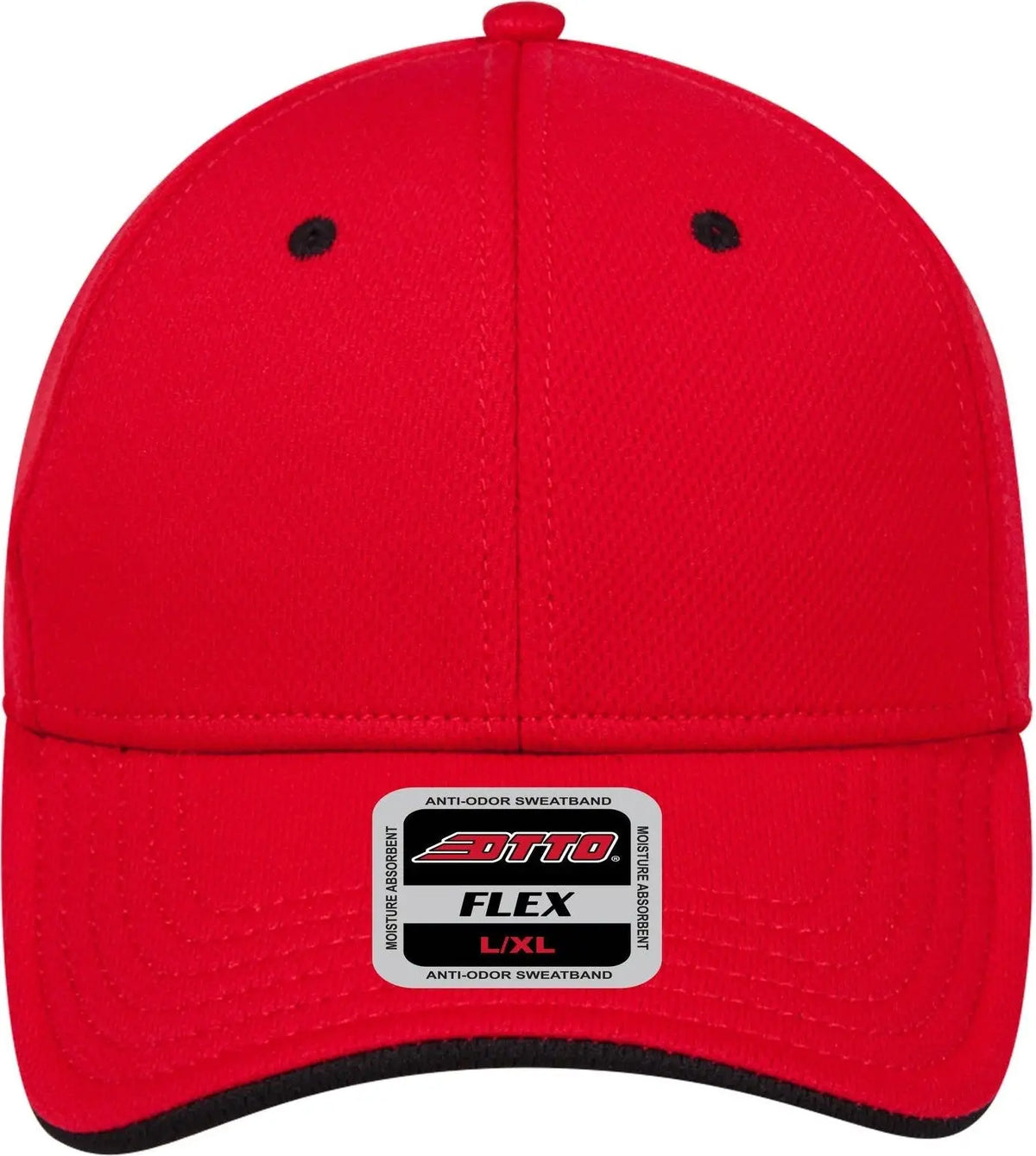 Otto 124-1159 ?Otto Flex’ Fitted 6 Panel Low Profile Baseball Cap - Red/blk - 7’’ - 7 1/4’’