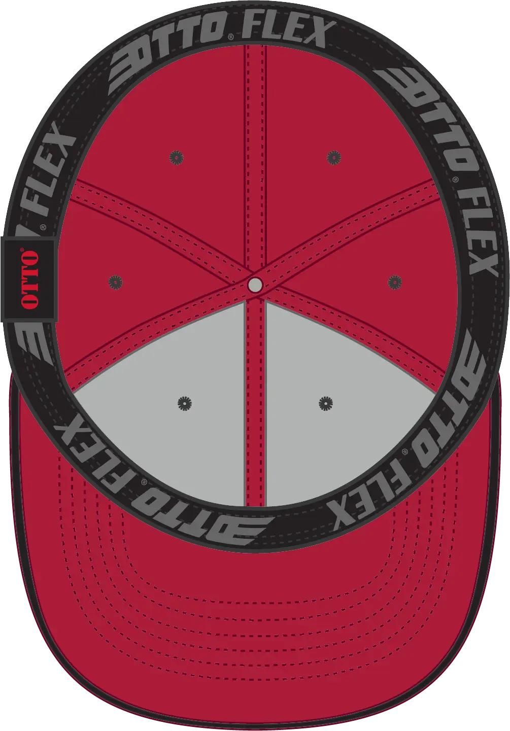 Otto 124-1159 ?Otto Flex’ Fitted 6 Panel Low Profile Baseball Cap - Red/blk - 7’’ - 7 1/4’’
