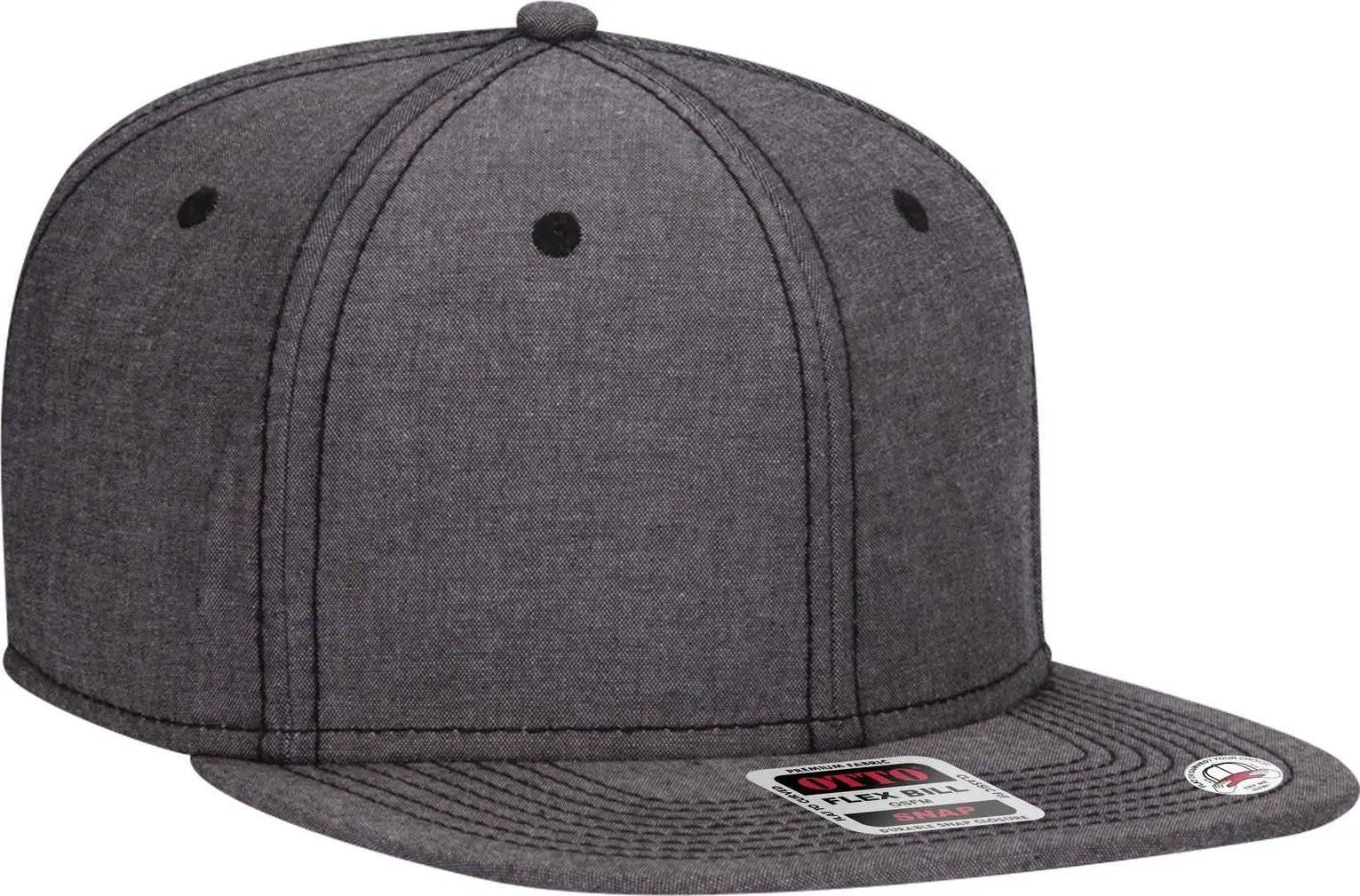 Otto 125-1038 ?Snap” 6 Panel Pro Style Snapback Cap - Black - 1/2’’ - 7 5/8’’