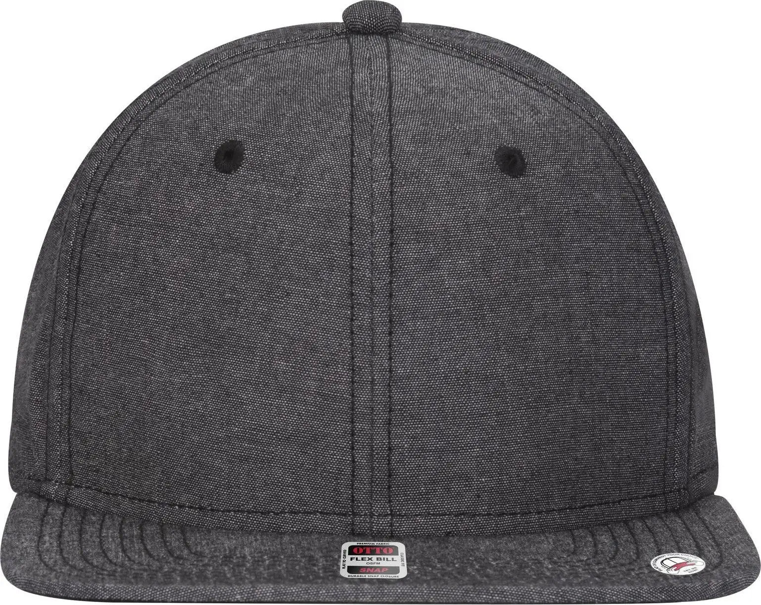 Otto 125-1038 ?Snap” 6 Panel Pro Style Snapback Cap - Black - 1/2’’ - 7 5/8’’