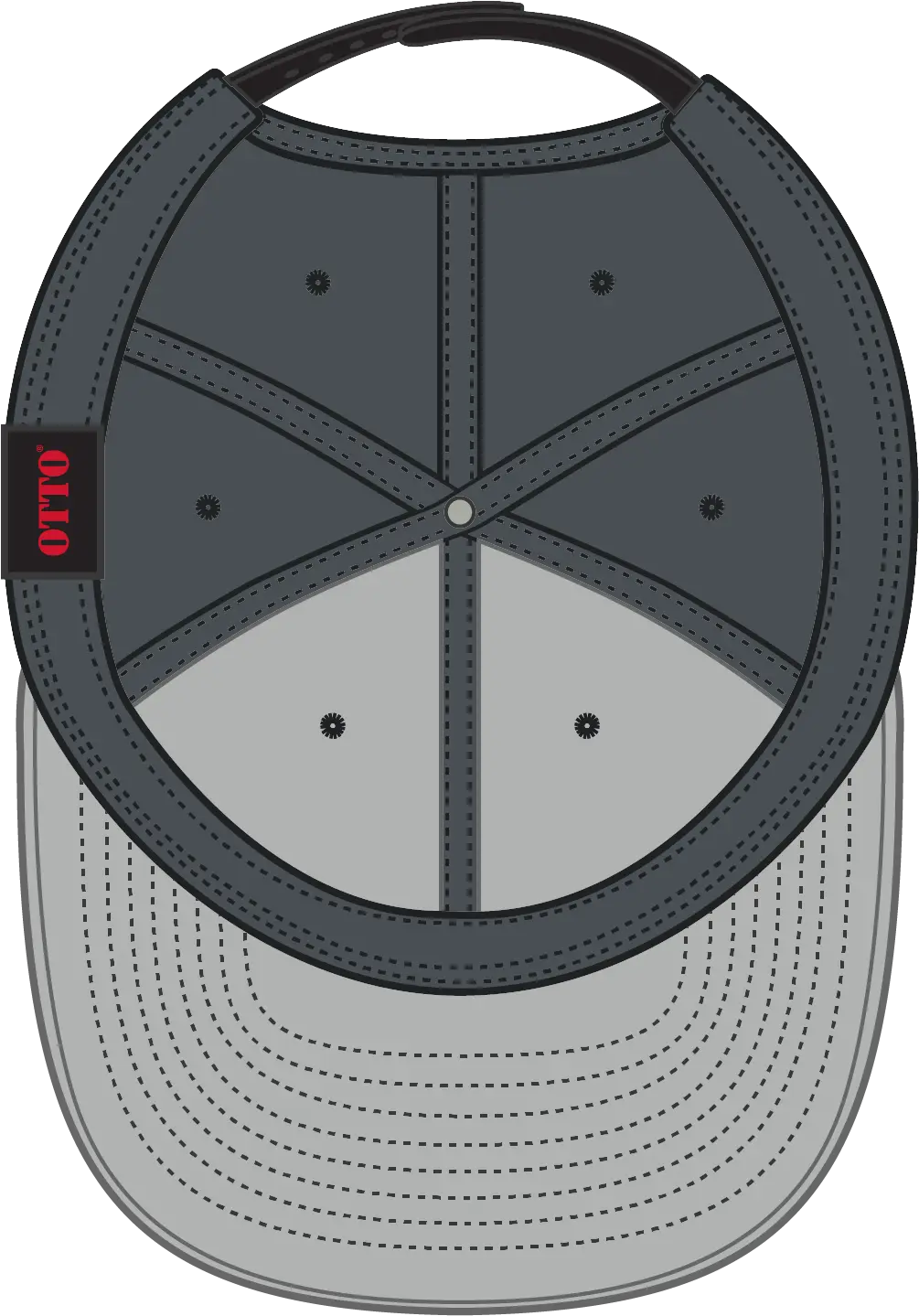 Otto 125-1038 ?Snap” 6 Panel Pro Style Snapback Cap - Blk/ch.gry/ch.gry - 1/2’’ - 7 5/8’’