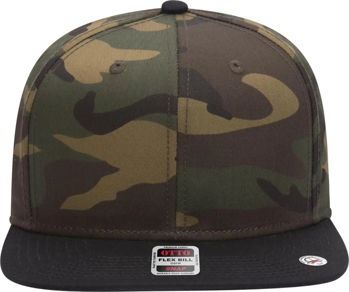 Otto 125-1038 ?Snap” 6 Panel Pro Style Snapback Cap - Blk/dk.grn/brn - 1/2’’ - 7 5/8’’