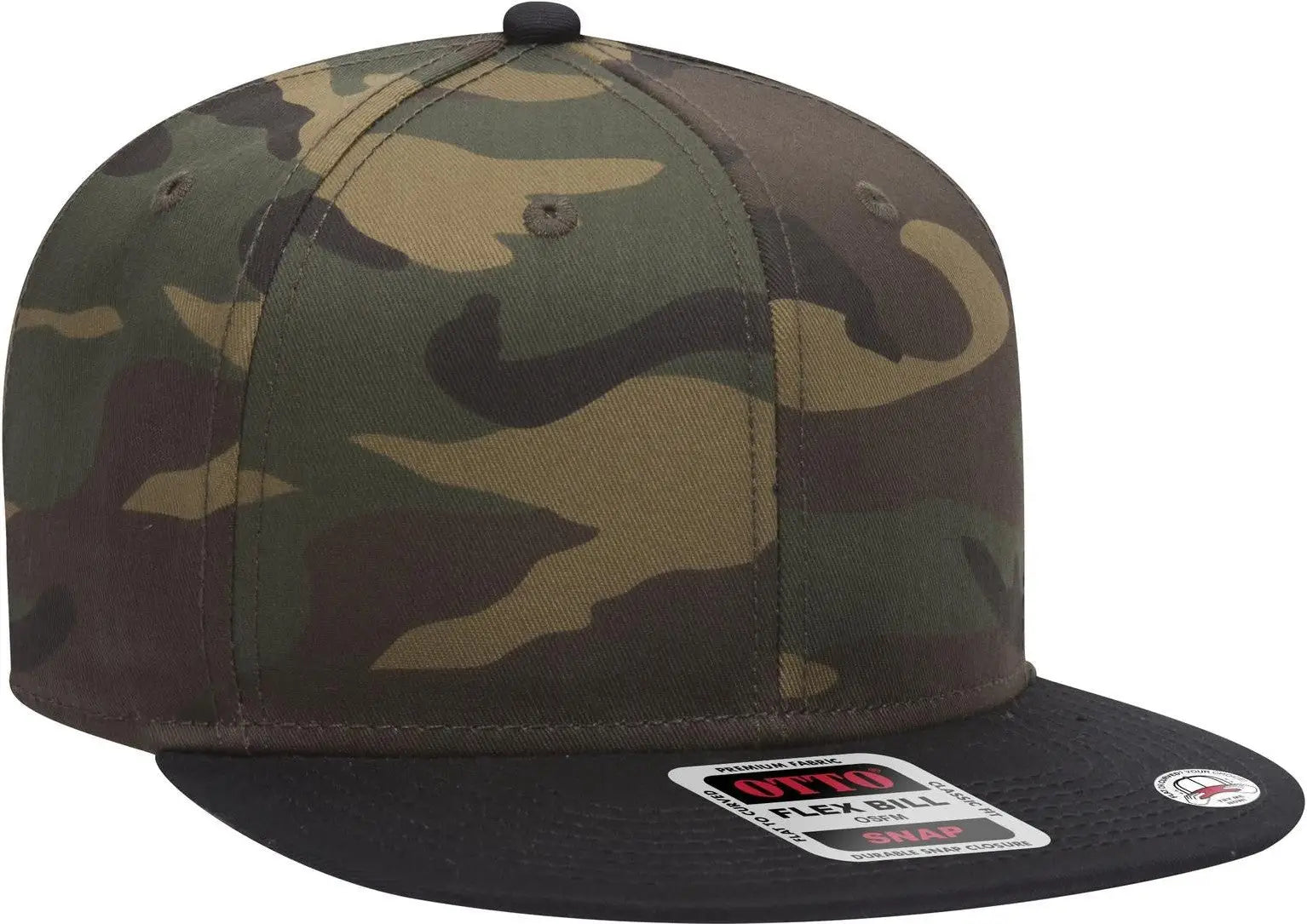 Otto 125-1038 ?Snap” 6 Panel Pro Style Snapback Cap - Blk/dk.grn/brn - 1/2’’ - 7 5/8’’
