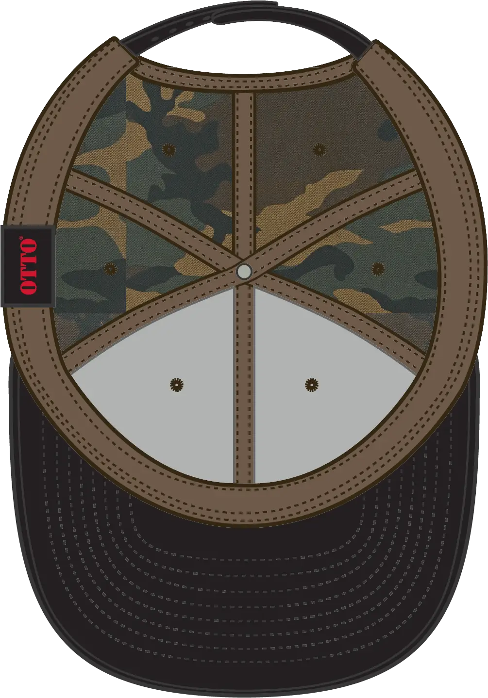 Otto 125-1038 ?Snap” 6 Panel Pro Style Snapback Cap - Blk/dk.grn/brn - 1/2’’ - 7 5/8’’
