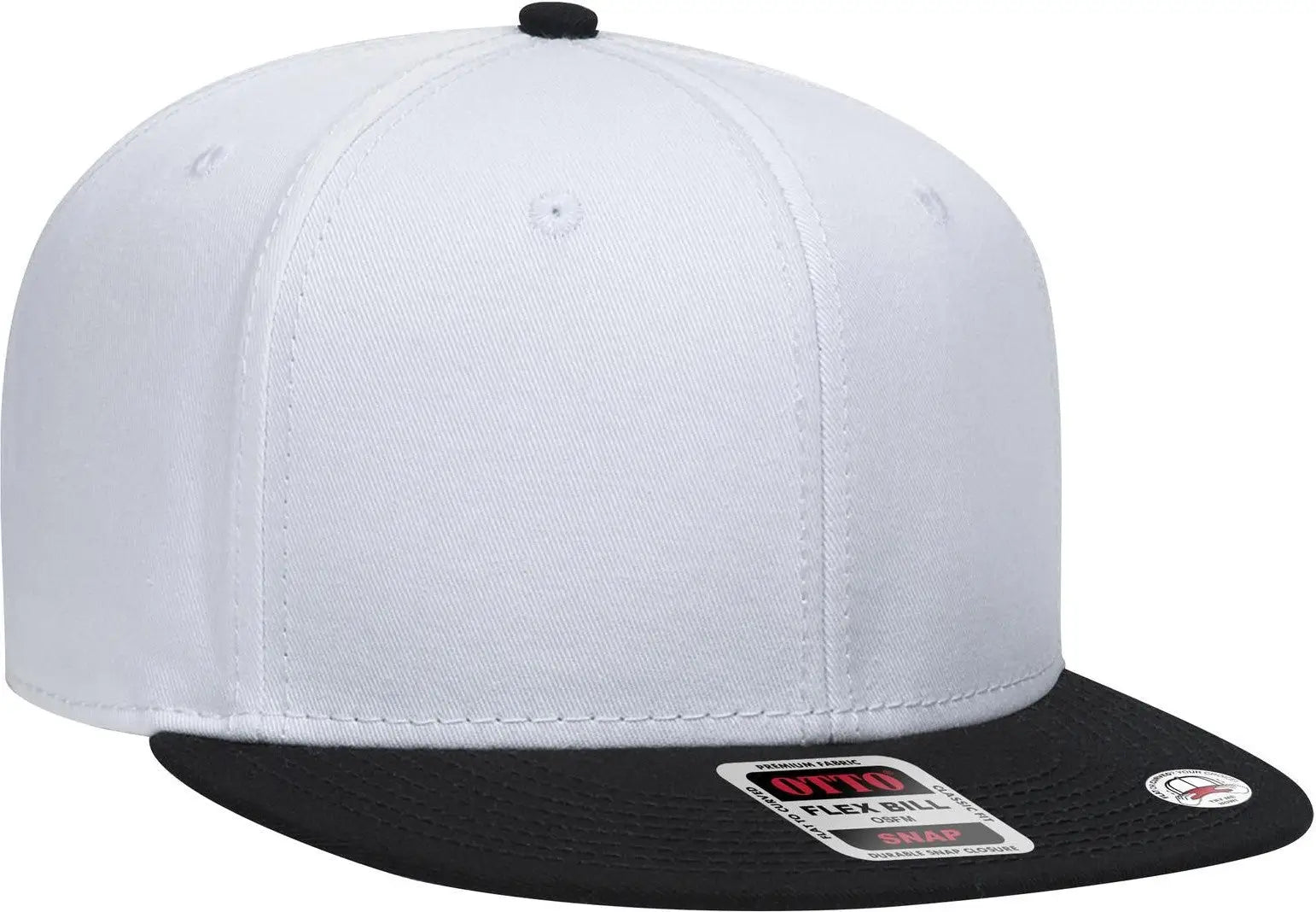 Otto 125-1038 ?Snap” 6 Panel Pro Style Snapback Cap - Blk/wht/wht - 1/2’’ - 7 5/8’’