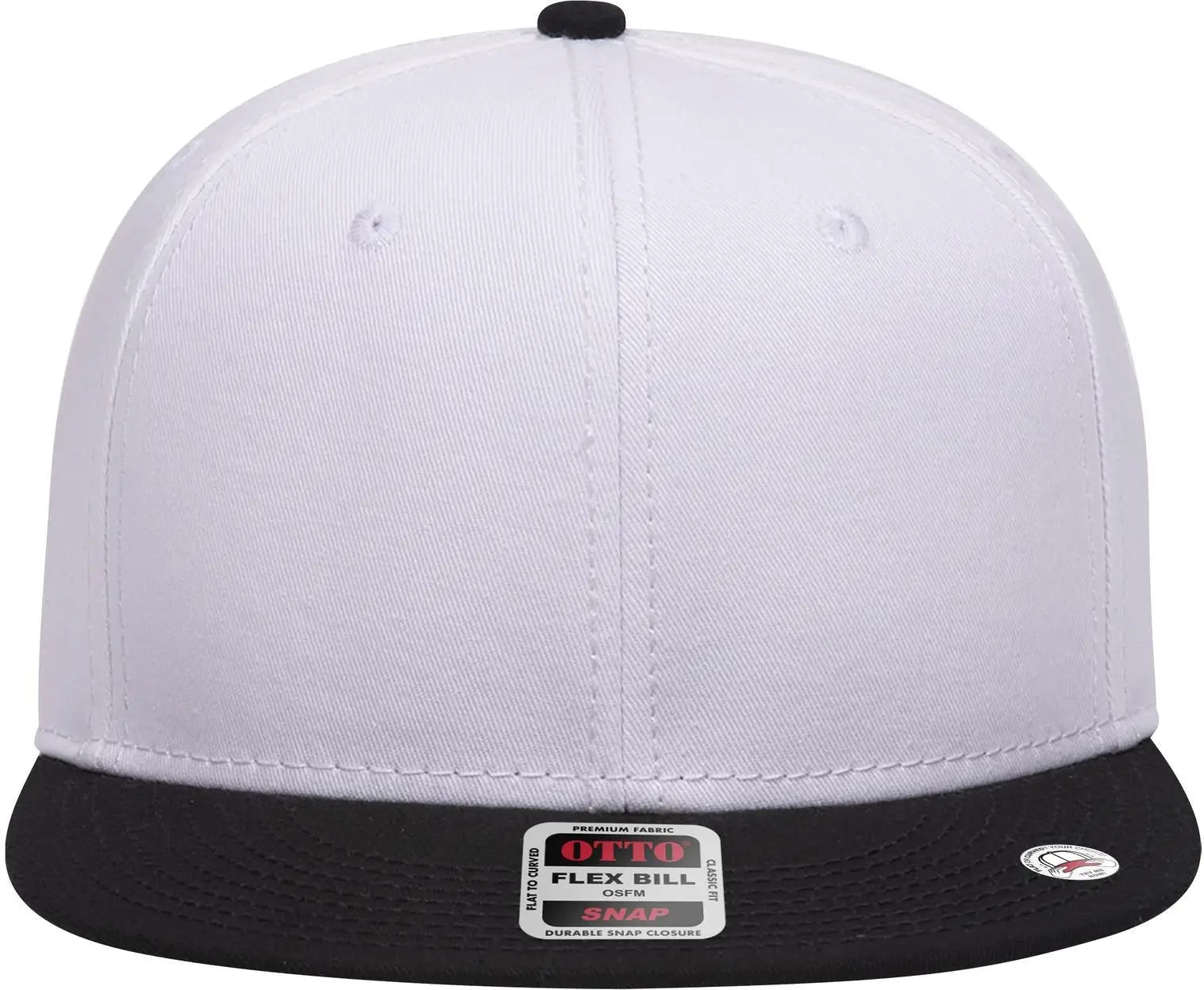 Otto 125-1038 ?Snap” 6 Panel Pro Style Snapback Cap - Blk/wht/wht
