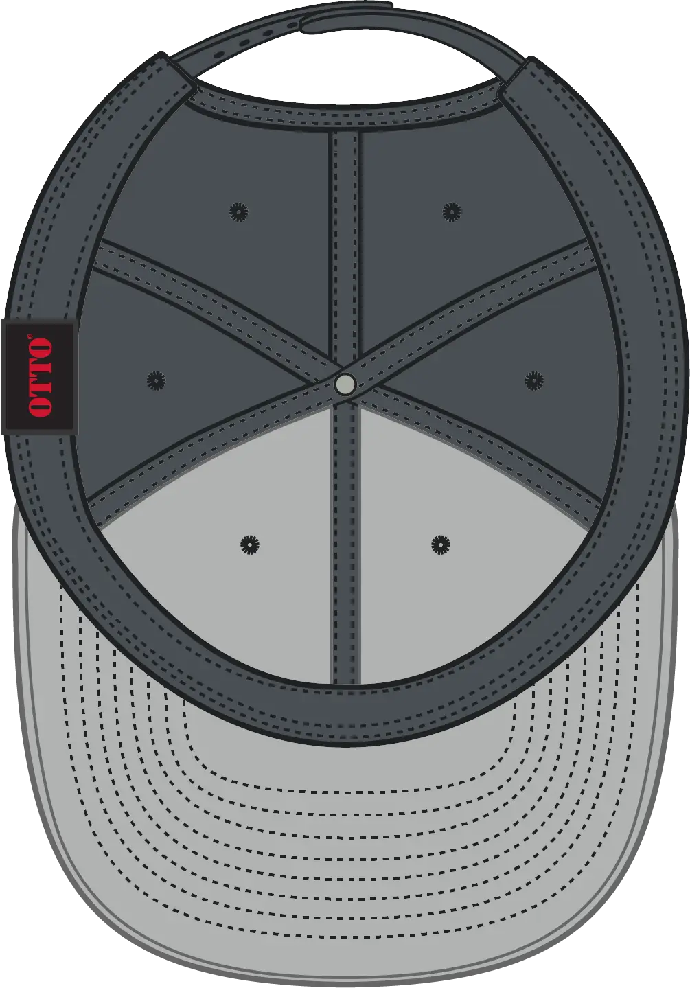 Otto 125-1038 ?Snap” 6 Panel Pro Style Snapback Cap - Char. Gray - 1/2’’ - 7 5/8’’