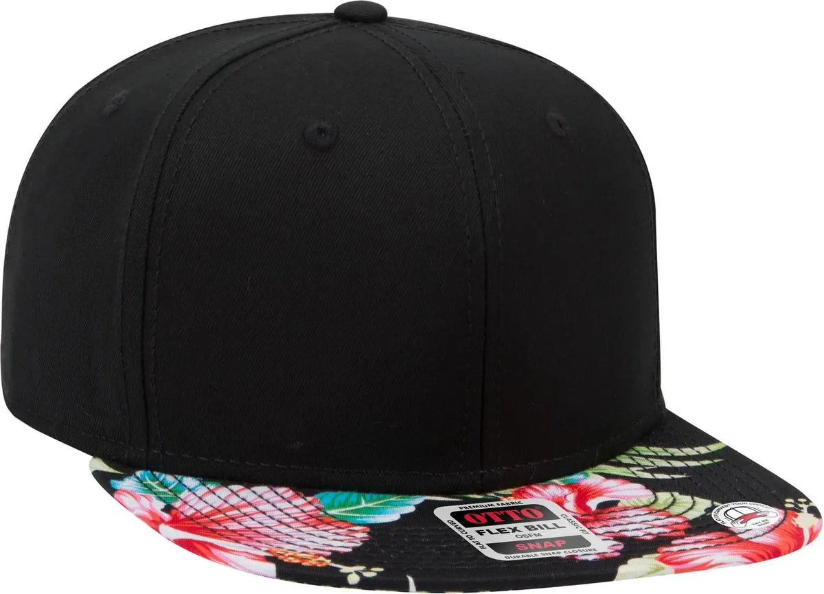 Otto 125-1038 ?Snap” 6 Panel Pro Style Snapback Cap - Design001/blk/blk - 1/2’’ - 7 5/8’’