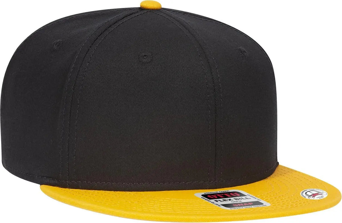 Otto 125-1038 ?Snap” 6 Panel Pro Style Snapback Cap - Gld/blk/blk - 1/2’’ - 7 5/8’’