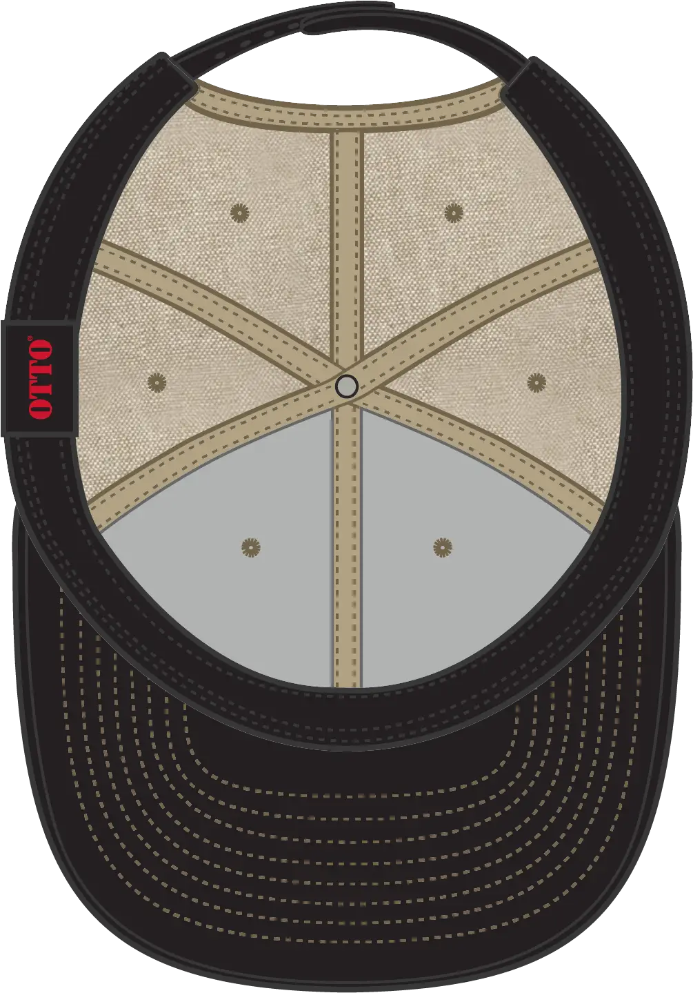 Otto 125-1038 ?Snap” 6 Panel Pro Style Snapback Cap - Khk - 1/2’’ - 7 5/8’’