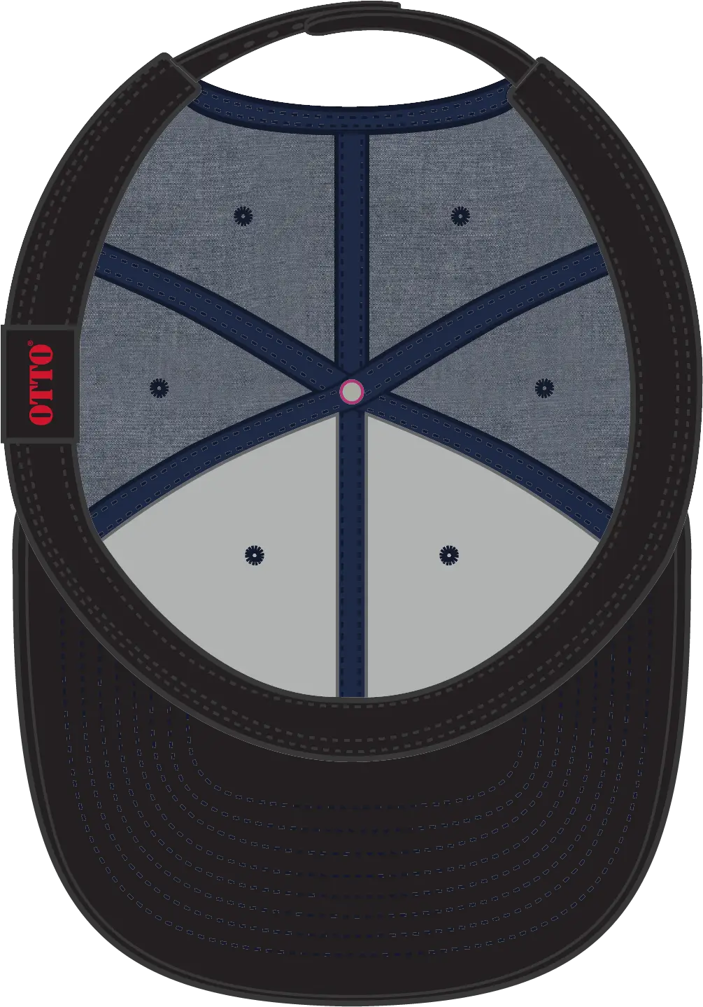 Otto 125-1038 ?Snap” 6 Panel Pro Style Snapback Cap - Navy - 1/2’’ - 7 5/8’’