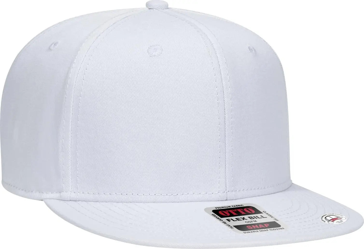 Otto 125-1038 ?Snap” 6 Panel Pro Style Snapback Cap - White - 1/2’’ - 7 5/8’’